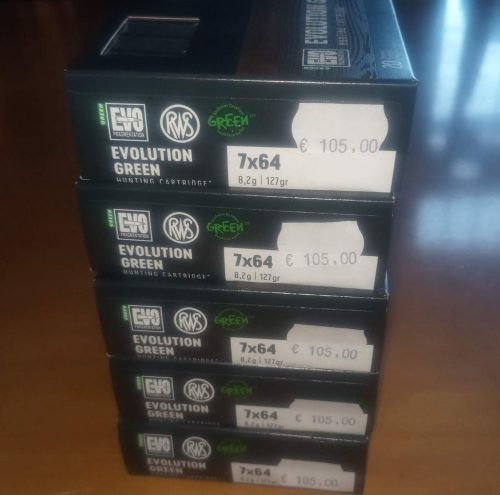 CARTUCCE RWS GREEN EVOLUTION CAL. 7X64 -127 GRANI