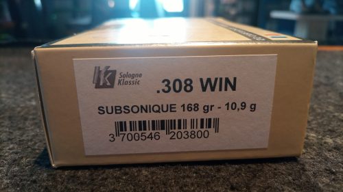Cartucce SOLOGNE cal. 308 win Subsoniche palla 168 gr.